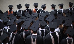 Graduates in gowns and caps